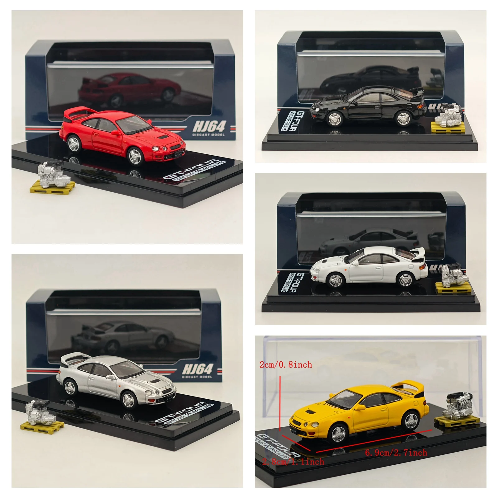 Hobby Japan 1/64 for CELICA GT-FOUR WRC Edition (ST205) with Engine Display Model Diecast Models Car Collection Auto Toys Gift