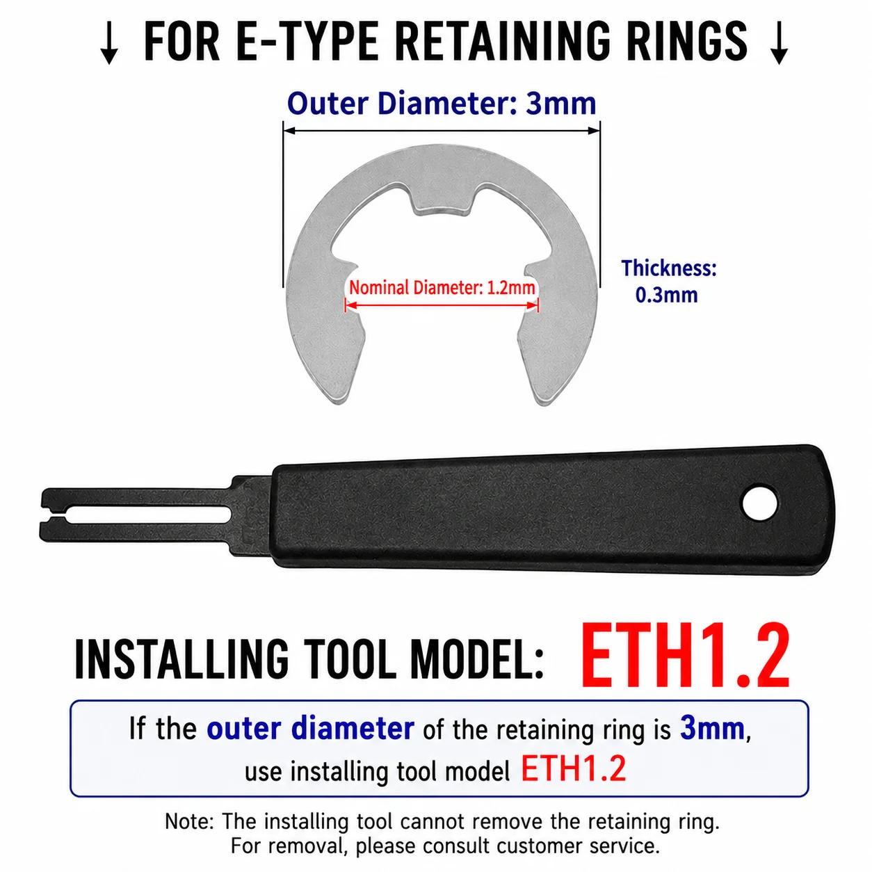 E-Type Circlip Pliers for Installation, E-Shaped Retaining Ring Pliers, Mini Internal Circlip Pliers for Electronics Repai