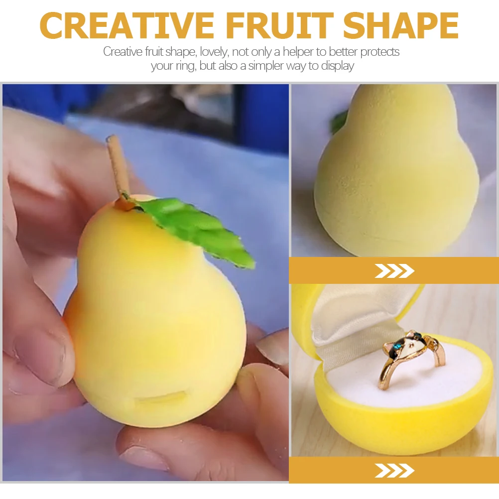 

Fruit Shape Ring Boxes Jewelry Organizer Flannel Material Engagement Bride Gift Display Box Couple Box Wedding Ring Holder