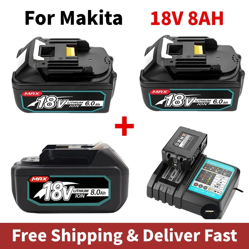 

New 18V 5Ah 6Ah 8Ah Lithium Battery For for Makita BL1860 BL1850B BL1850 BL1840 BL1830 BL1820 BL1815 LXT-400