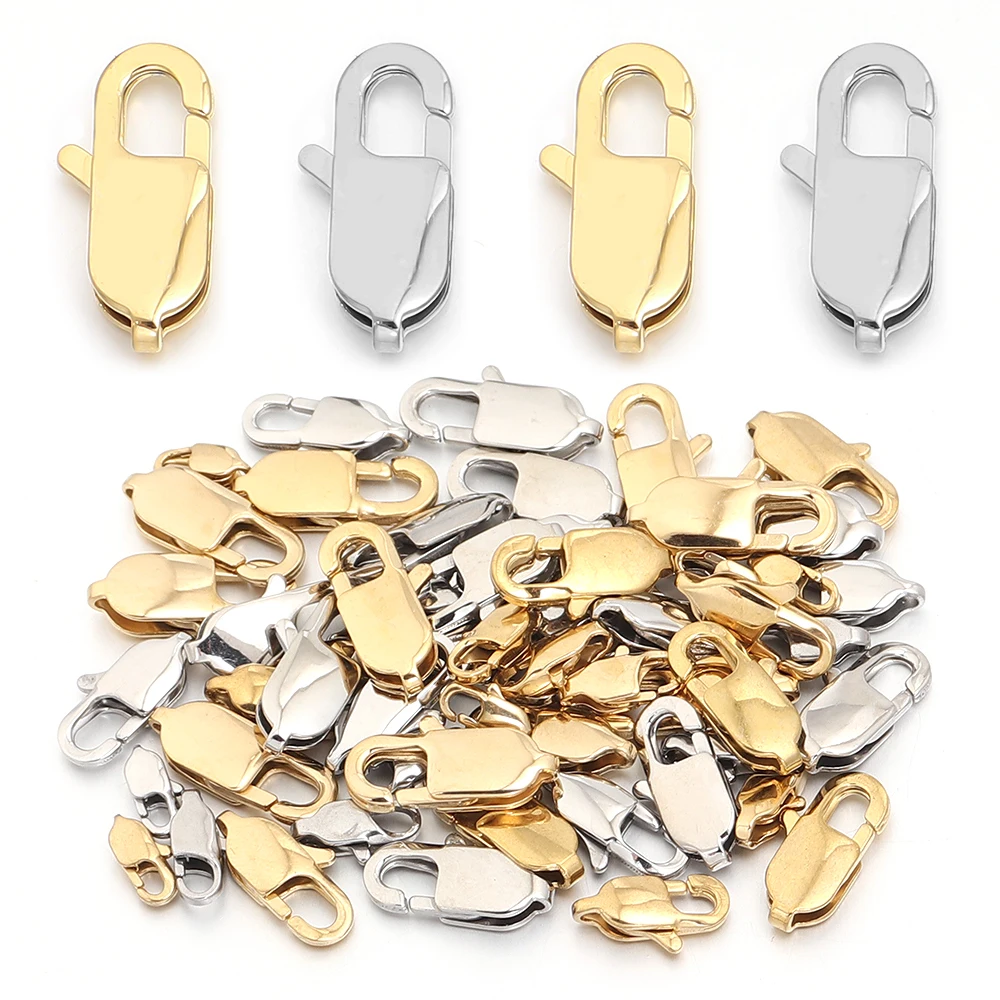 5pcs High End Quality Gold Stainless Steel Rectangle Lobster Clasps Hooks Connector for DIY Crafts Making Keychains Decor