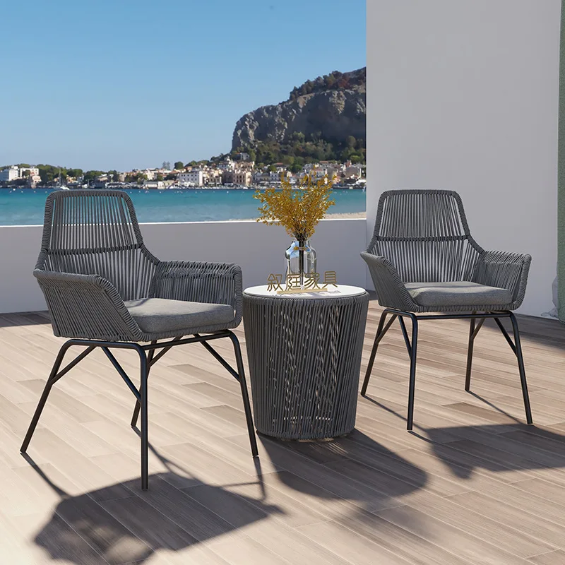 Outdoor table and chair combination three five-piece courtyard outdoor leisure bedroom rattan chair terrace balcony coffee table