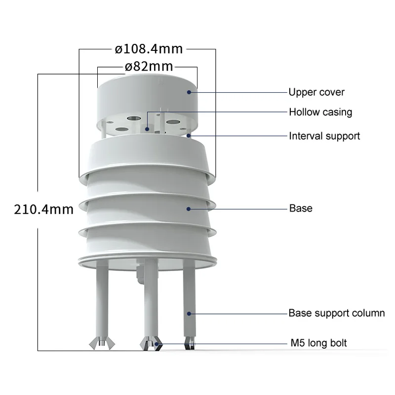 RS485 Ultrasonic Wind Speed and Direction Sensor Temperature Humidity Noise PM2.5 Pressure Light Rainfall Small Weather Station