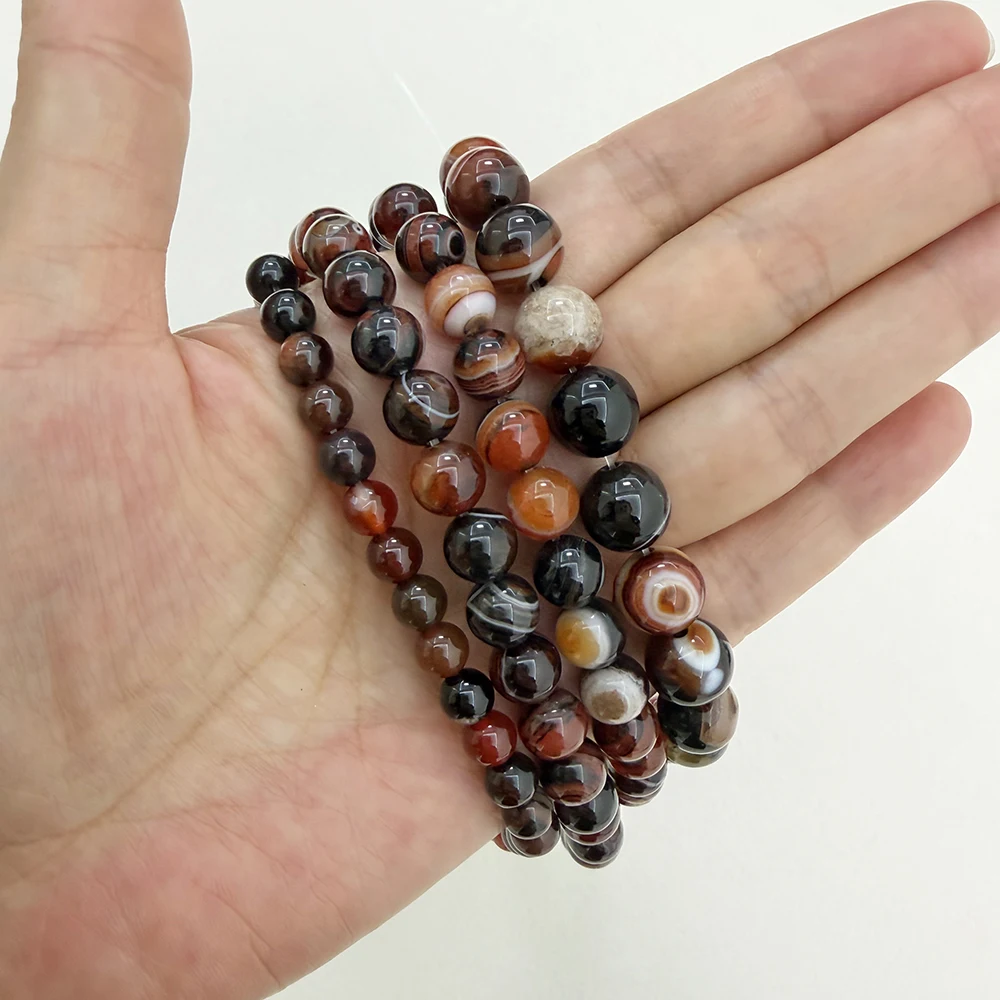 Natural Stone Dream Color Stripes Agate Round Loose Beads 4 6 8 10 12MM Pick Size For Jewelry Making