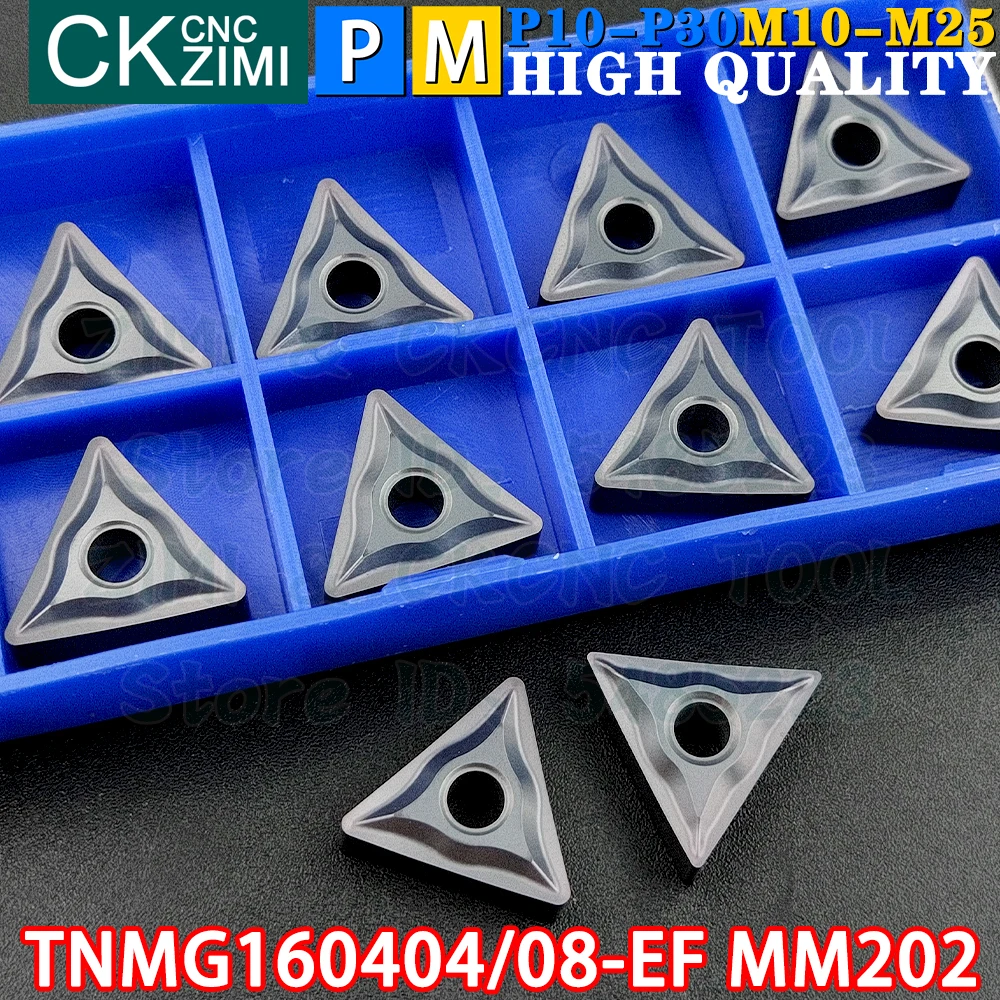 TNMG160404-EF MM202 TNMG160408-EF MM202 Inserti in metallo duro Inserti per tornitura esterna Utensili TNMG1604 TNMG 1604 EF CNC Tornio meccanico per metalli Tornitura utensili da taglio