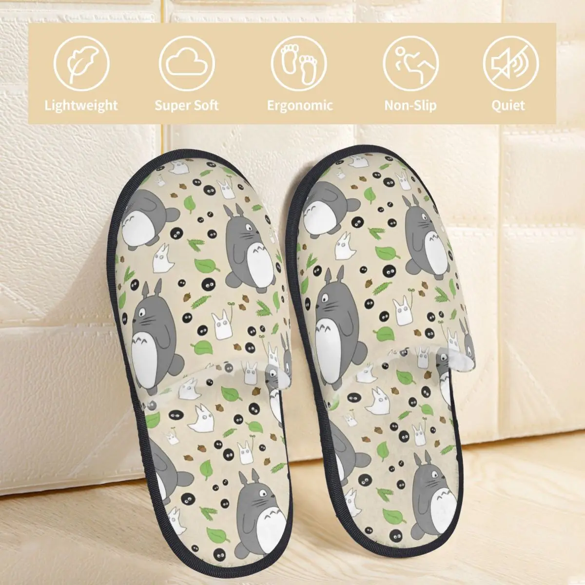 Winter House Slippers Cartoon Funny Cute T-Totoros Merch Household Fur Slides Slippers Indoor Cozy Non-skid Slides