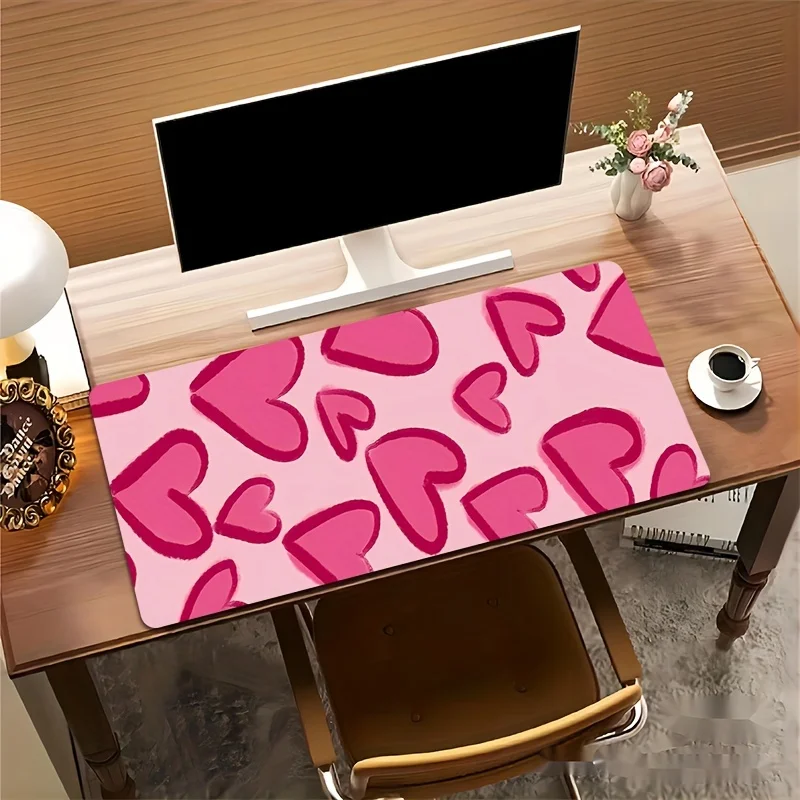 

Chic Pink Heart Graffiti Mouse Pad Large Rubber Anti-slip Desk Accessories Mousepad for Office and Gamer Keyboard Mats Decor Mat
