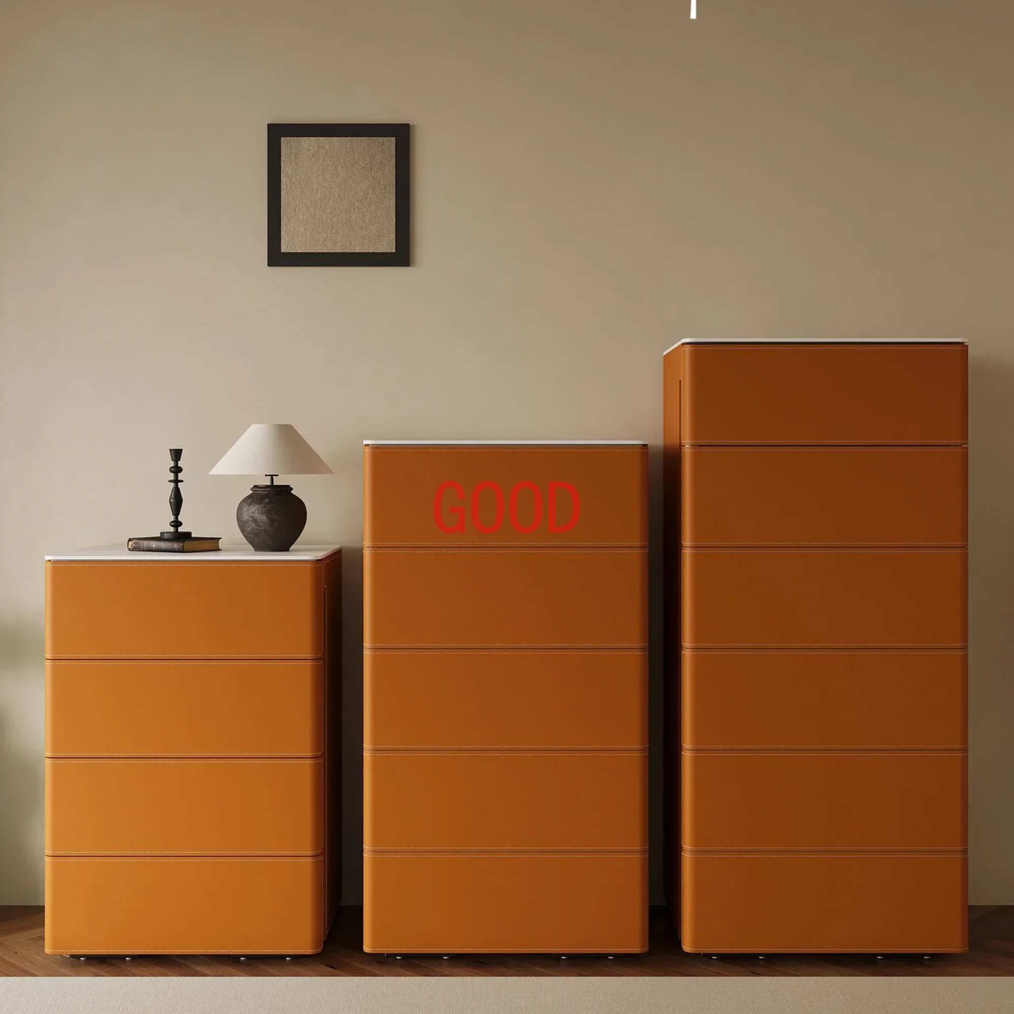 

Chest of Drawers Living Room Wall Drawer Locker Saddle Leather Master Bedroom Tailstock Clothes Closet Storage Cabinet