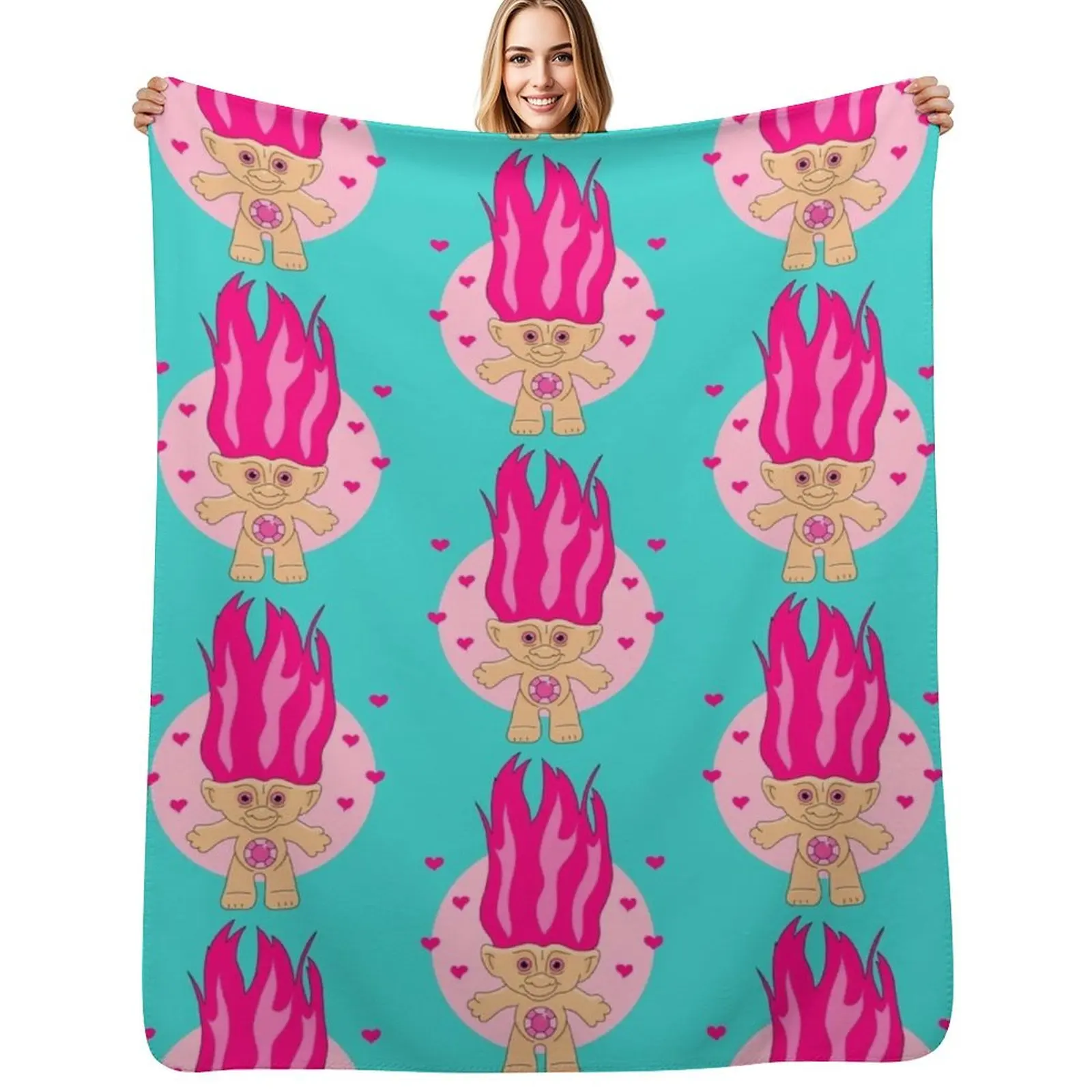 

90s Troll Doll Throw Blanket Thin Soft Blanket for Summer Night Sleeping