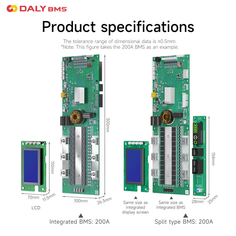 Daly Smart Lifepo4 BMS 8S 12S 15S 16S 24V 36V 48V 100A 200A Home Energy Storage Inverter RS485 CAN