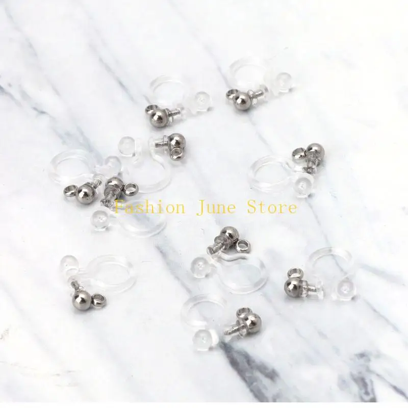 N5KA 10pcs مقاطع قرط الراتنج غير المرئية للآذان غير المثقوبة مع ثقوب مجوهرات DIY