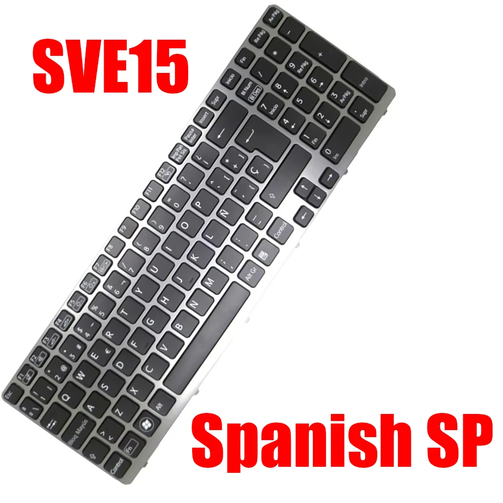 

Laptop Keyboard For SONY SVE15 V133846DK3SP 149091911ES 149078511BS 149030461ES 149089311ES Spanish SP Black With Frame New