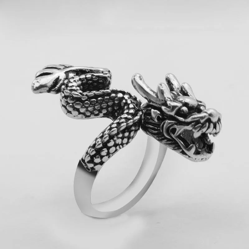 Jisensp Gothic Punk Drachenring für Männer, Retro Wikinger Tier Verstellbarer Fingerring für Frauen, Persönlicher Magischer Cooler Schmuck Geschenk