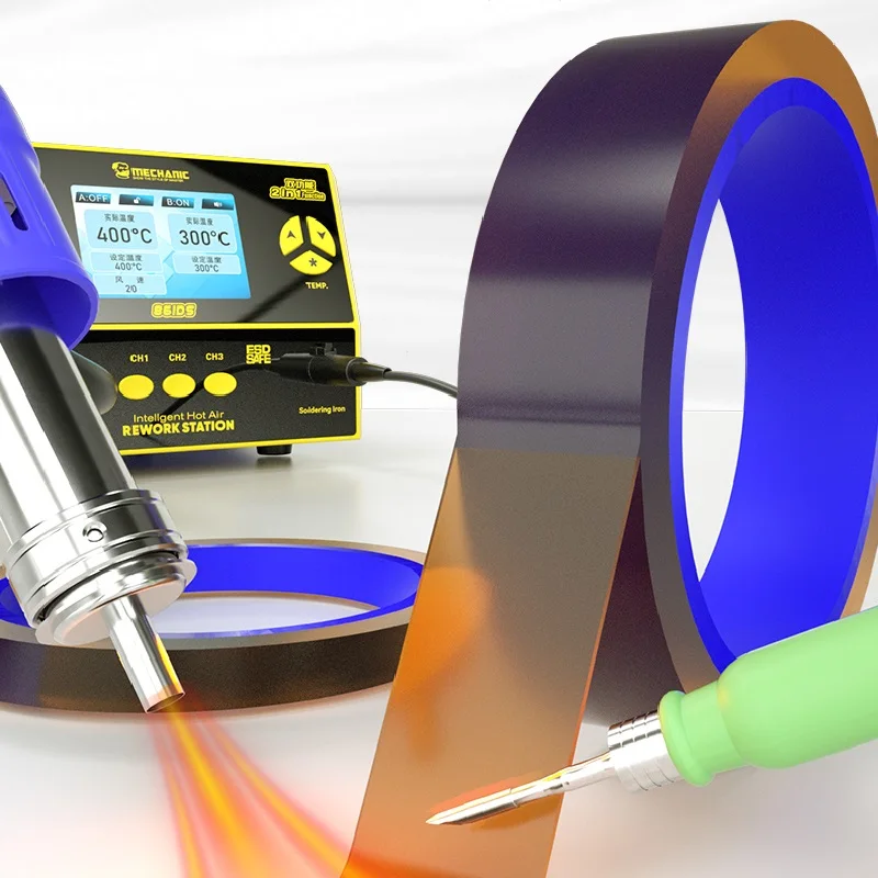 Fita eletrônica do Polyimide do mecânico, fita resistente ao calor para a placa de circuito, proteção da bateria, isolada, 400 ℃, 25m, 5-50mm