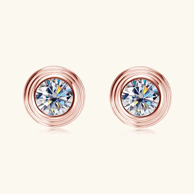 Anziw 3mm D Color Bezel Moissanite Stud Earrings 925 Sterling Silver Earrings Mini Needle for Couple Women Men Valentine's Gift