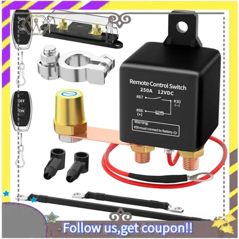New Remote Battery Disconnect Switch 12V 250A Wireless Remote Control Battery Disconnect Switch Dual Remote Control Switch