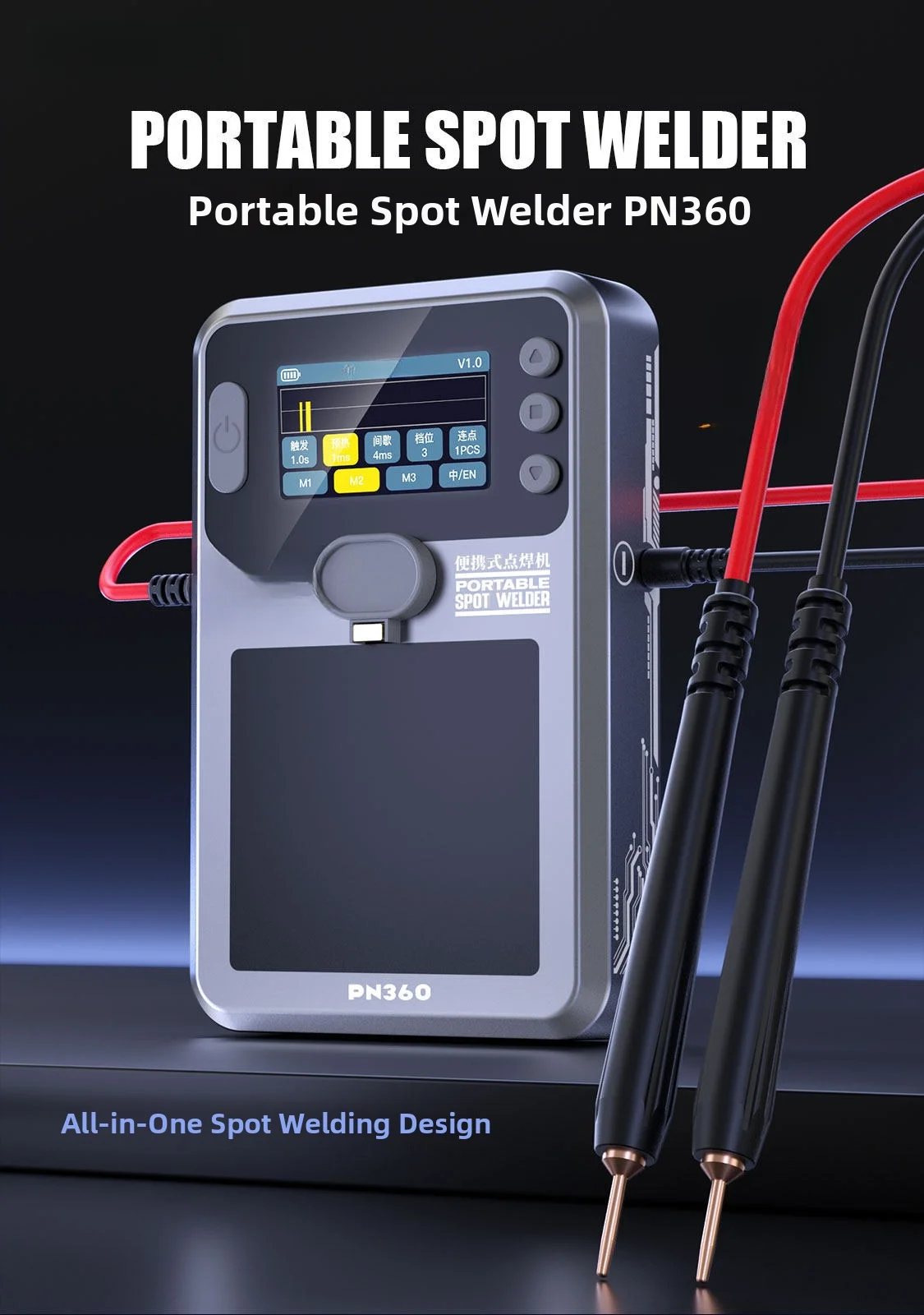 PN360 Handheld Dual Spot for welder for Mobile For phone Battery Repair with TFT Display and Adjustable Power Settings