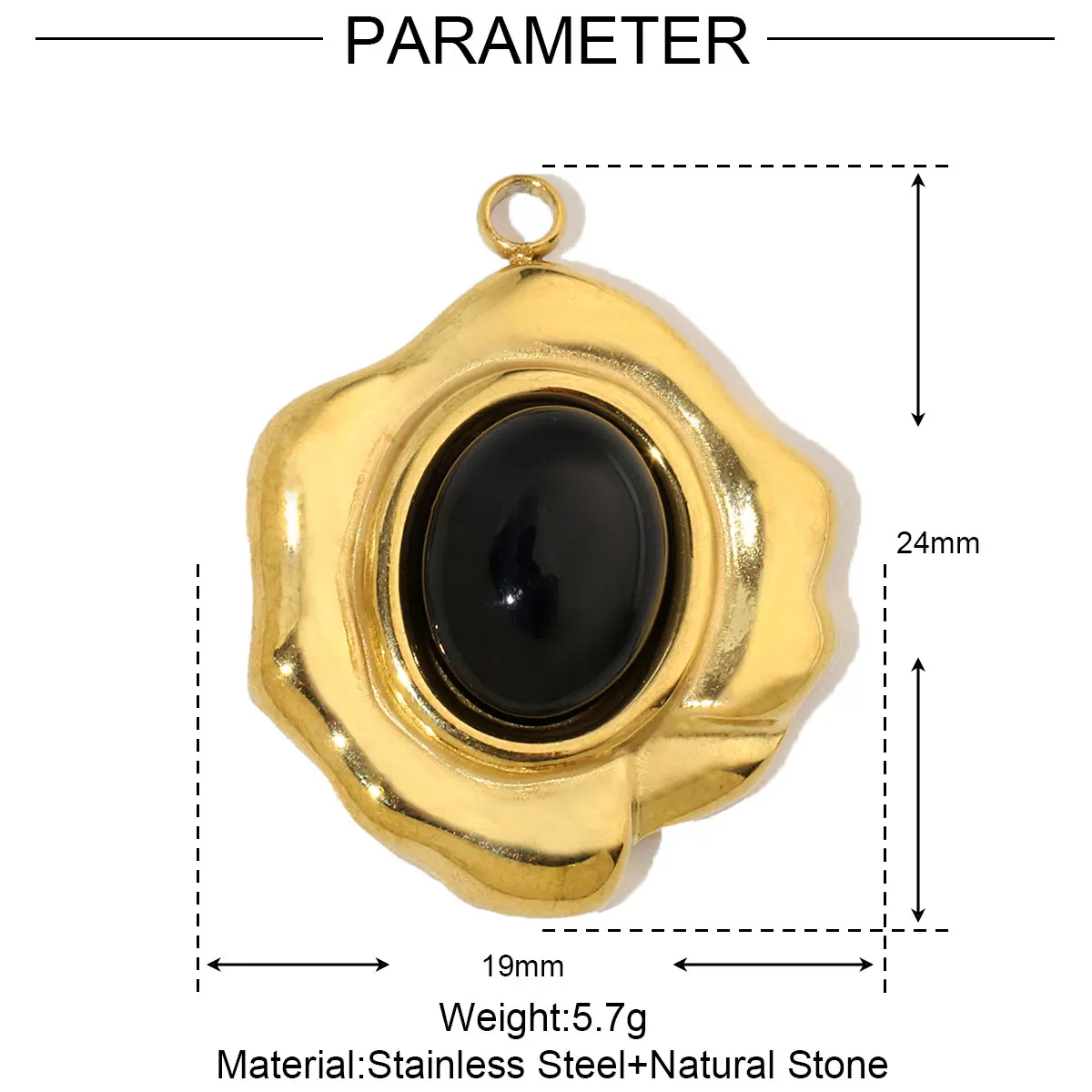 3Pcs/Lot Stainless Steel Round Oval Charms Natural Stone Pendants For DIY Making Bracelet Necklace Earring Accessories Wholesale