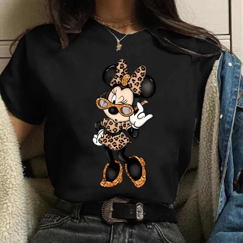 Fashion y2k Minnie Mouse Disney T-shirt Women's Clothing Short Sleeve Tops Minnie Casual Kawaii T Shirts Clothes