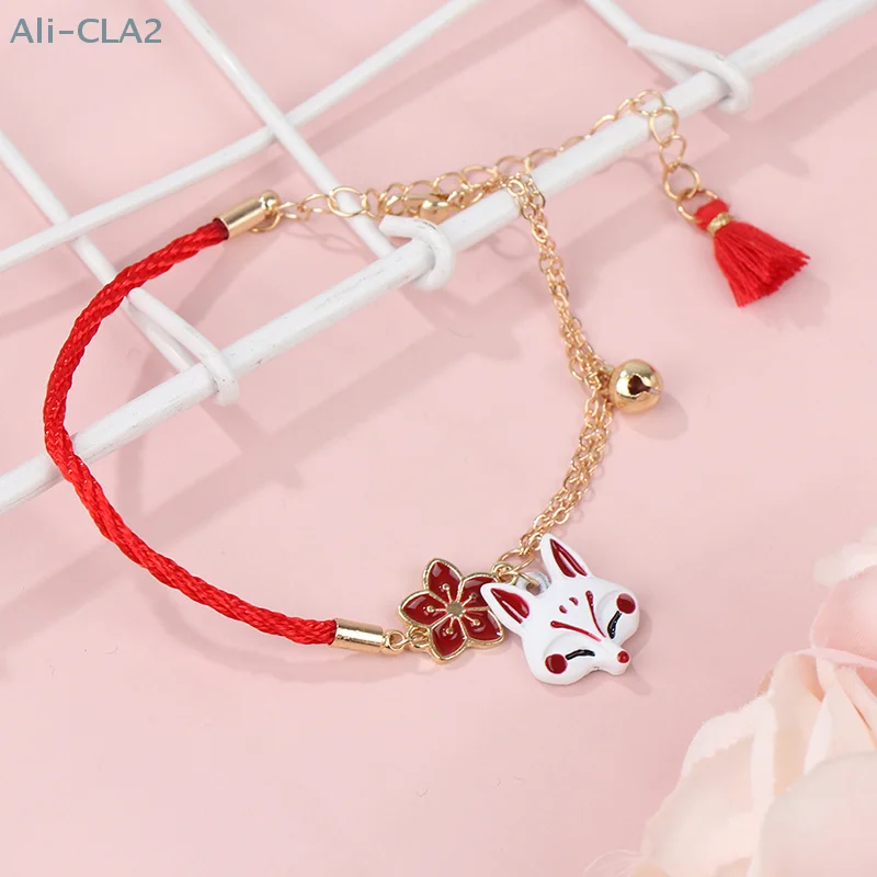 Moda Kwiat Kreskówka Zwierzę Bransoletka Dla Kobiet Biżuteria Lis Bransoletka Lucky Bell Prezenty Dla Zakochanych Przyjaciół