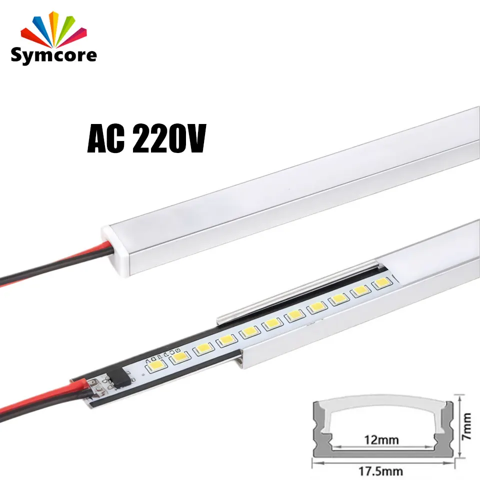 1Pcs LED Hard Light Strip 220V Light Strip Ultra-thin Cabinet Table Lamp Display Cabinet Wine Cabinet Long Strip Light Tube