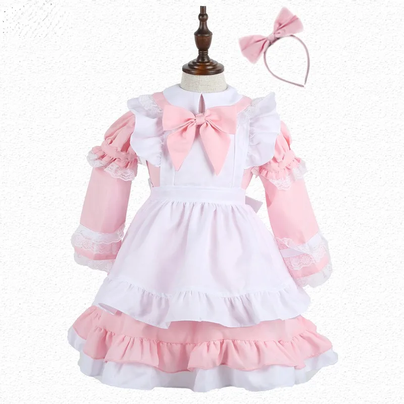 New Style Children Girl Blue Pink Black Halloween Costume for Kids Party Lolita Maid Dress Cosplay Fancy Carnival Costumes Girls