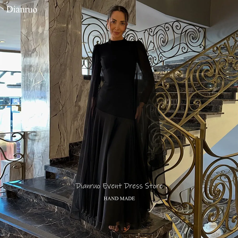 

Dianruo Sheer Long Sleeves Evening Dress High Neck Flowy High Quality Party Gowns A Line Luxury Evening Dresses 2025 Customized