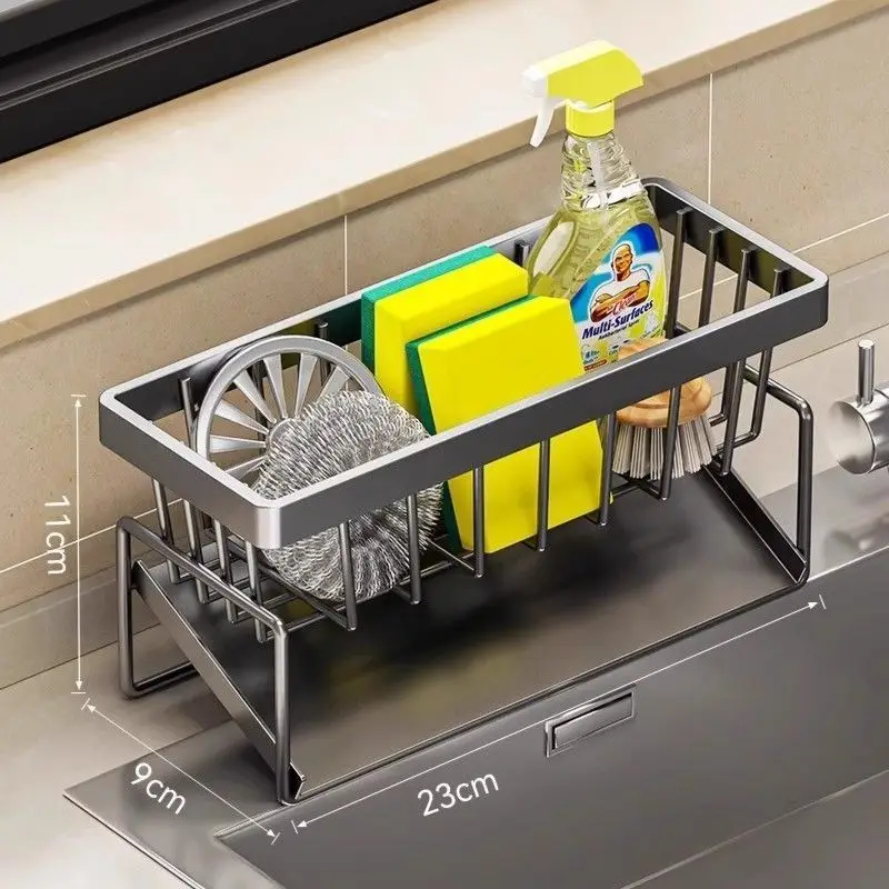 Kitchen Sink Organizer&Drying Rack for Sponge,Cleaning Cloths and Detergent, Multi-FunctionDrainStorageTray to Keep Counter Tidy
