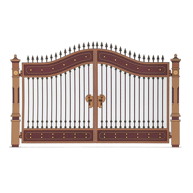 Customization Simple Black Metal Wrought Iron Steel Automatic Sliding Swing Driveway Gate for Villa Entry Galvanized Steel