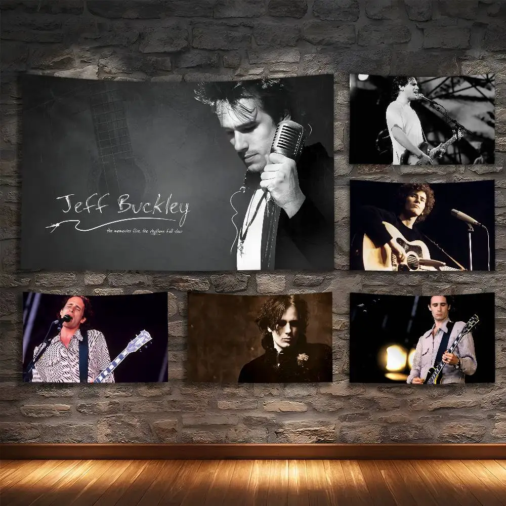 

J-Jeff B-Buckley Singer Black Tapestry Bedroom Living Bar Garden Outdoor Microfiber Festival Decoration Background Art Banner