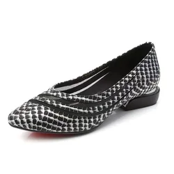 2026 Spring Summer New Designer Low Heels Shoes Women Large Size Pumps Brand Genuine Leather Ladies Luxury Fashion Party Shoes