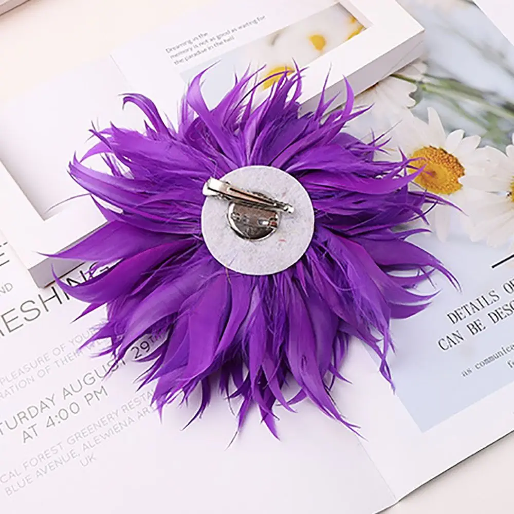 Vintage 18-20cm Large Feather Flower DIY Handmade Artificial Flower Brooch Feather Feather Corsage Brooches Anniversary