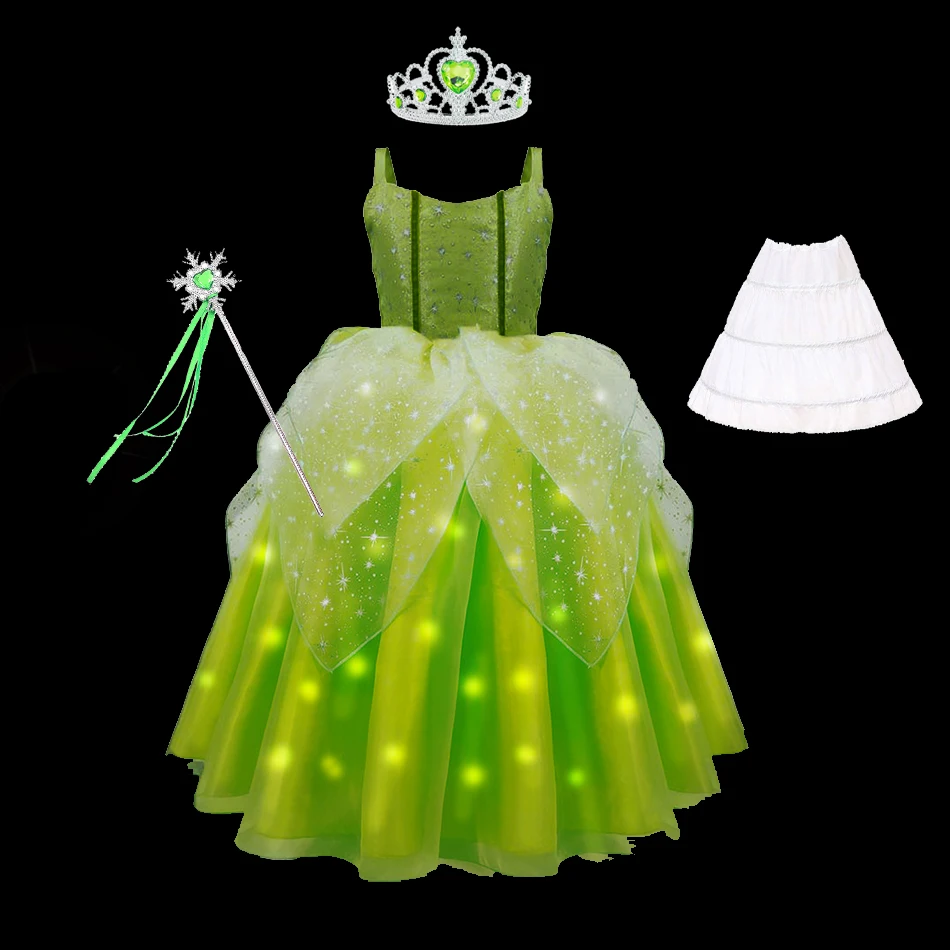 Girls Tinkerbell Fairy Dresses LED Light Up for Girls Costume Kids Cosplay  Flower Fairy Princess Clothes Christmas Party Outfit - AliExpress 1501