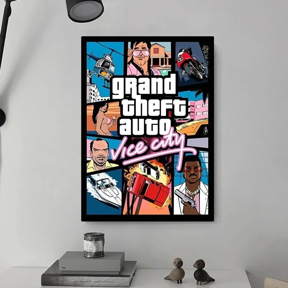 ملصق قماش GTA Vice City - طباعة فنية جدارية مخصصة عالية الدقة لديكور المنزل