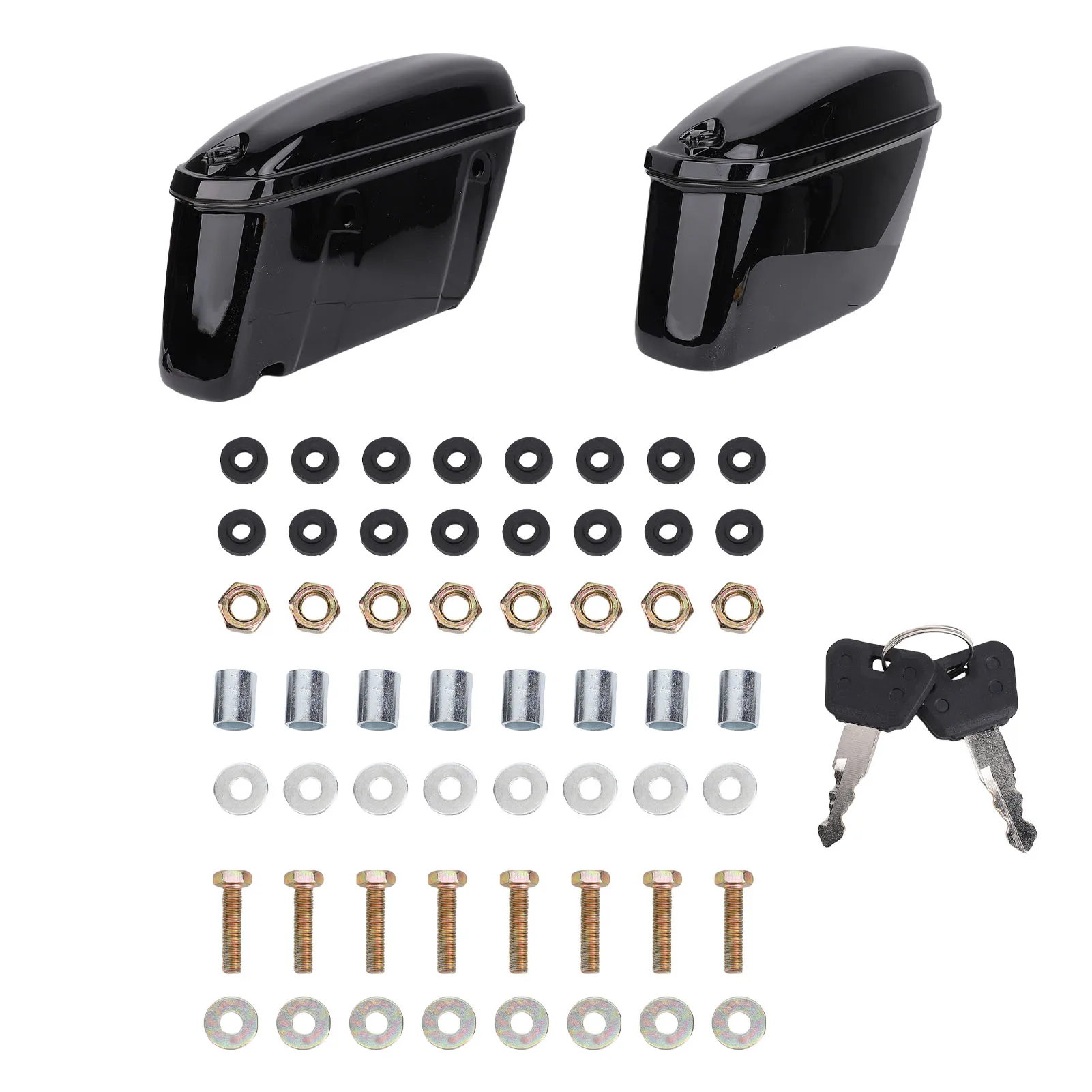 22L Motorcycle Hard Saddle Bags with Lock Rugged Glossy Black Motorcycle Side Box Universal Motorcycle Trunk Side Storage Box