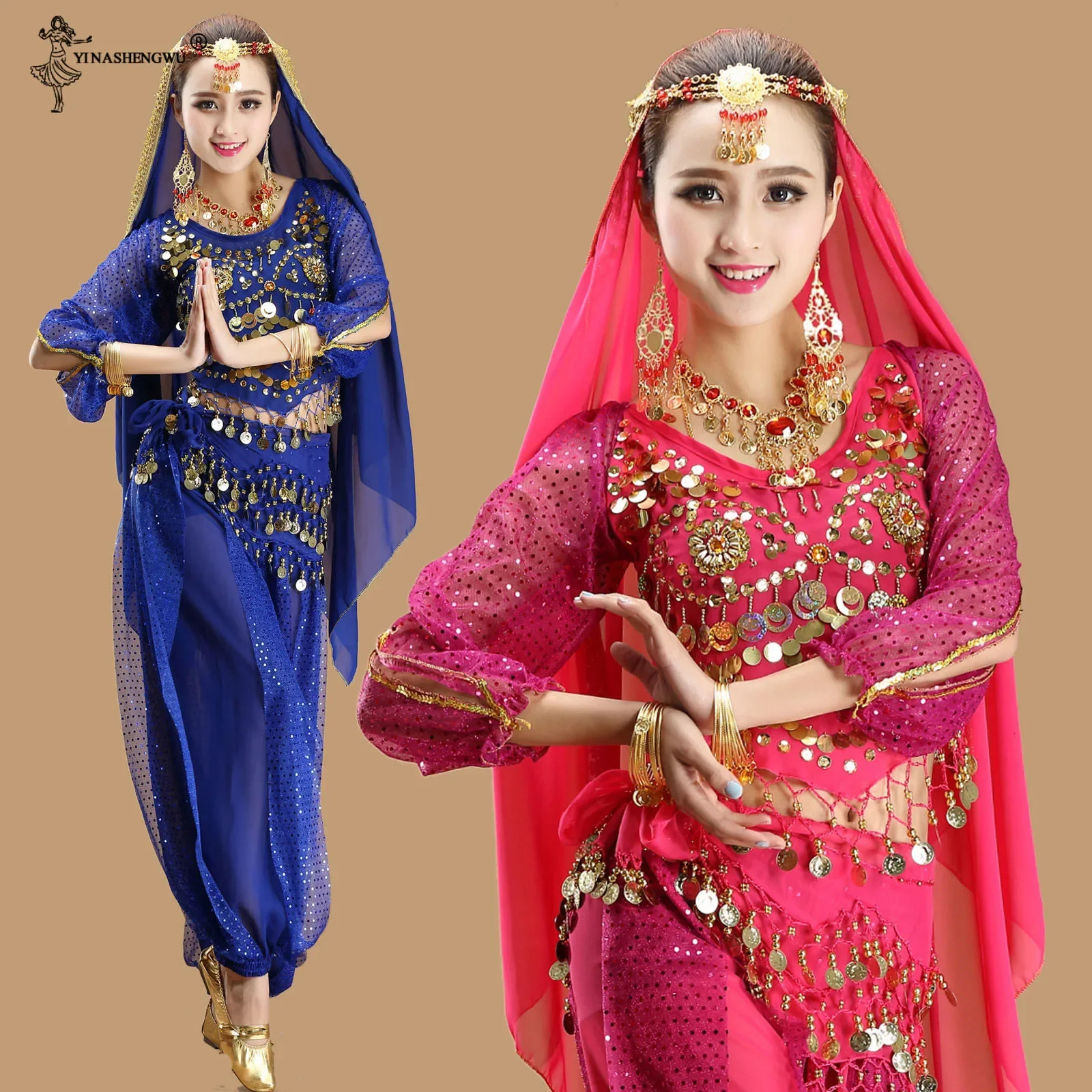 Femmes danse du ventre professionnel indien Oriental danse du ventre Bollywood costume ensemble costumes dames Sari danse Performance scène