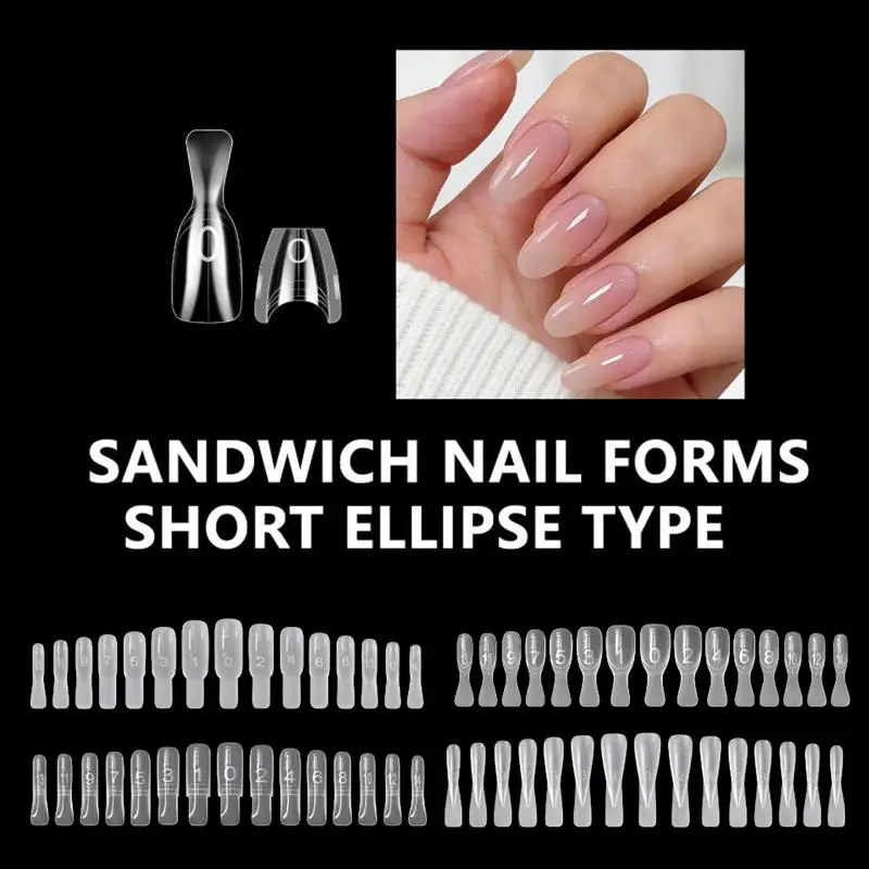 Sandwich Dual Nail Forms Trapezoidal Oval Nail Extension Forms 240pcs/Box Top & Bottom Form For Quick Diy Nail Extensions Salon~