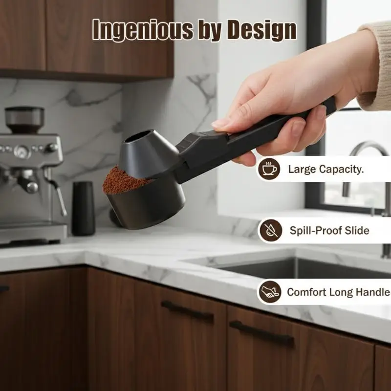 SpillProof Protein Powder Sliding Spoon 1 Reusable Long Handle for Gym Workout Protein Shakes Kitchen Use