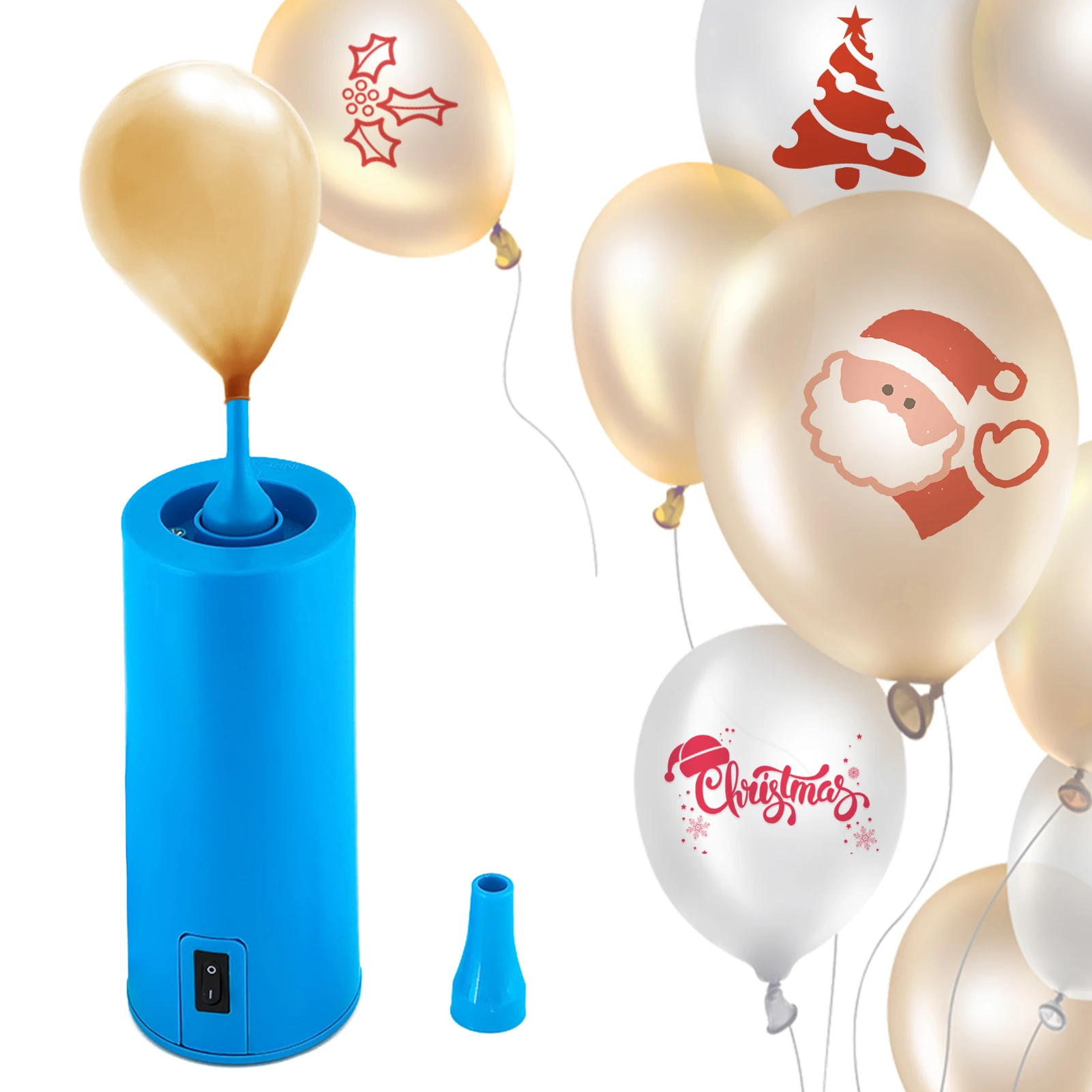 Balloon Pump Electric Air Pump Portable Balloon Inflators Machine with 2pcs Nozzles for Christmas Birthday Party Decoration