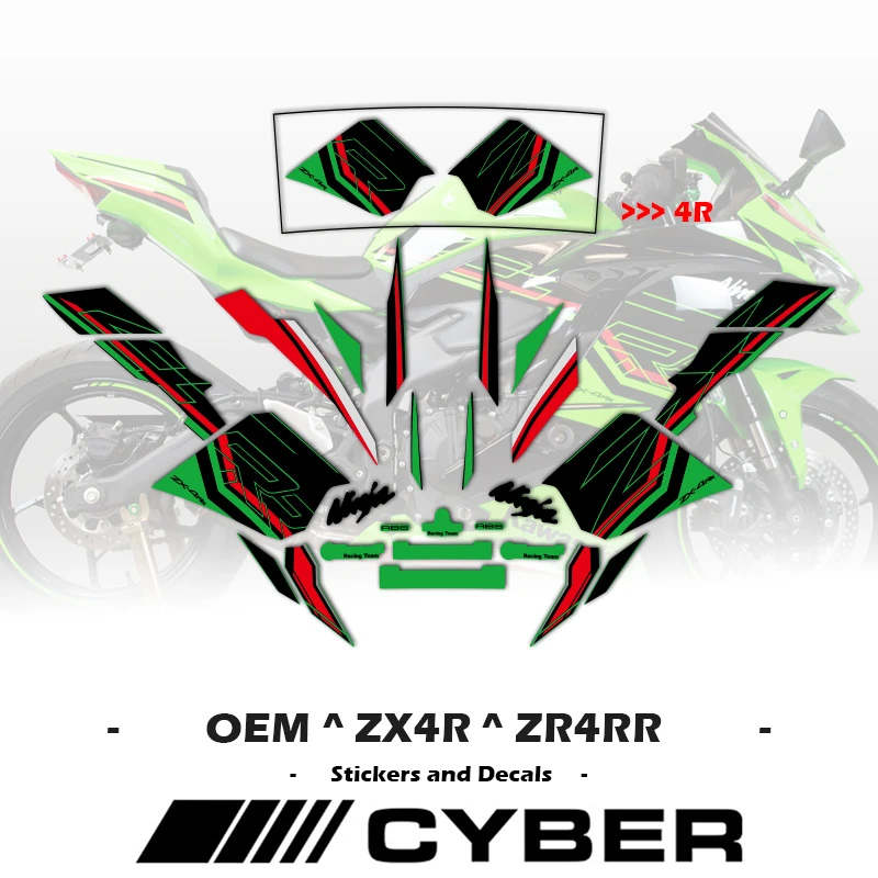 

Fairing Shell Full Car Sticker Decal OEM Replica Motorcycle Stickers For Kawasaki ZX-4R ZX-4RR 4R 4RR 2021 2022 2023 2024