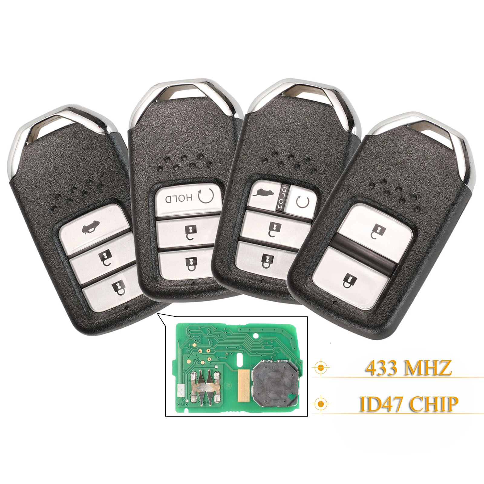 

jingyuqin KR5V2X 2/3/4Buttons Smart Remote Car Key Fob 434Mhz ID47 Chip For Honda Greiz Fit City Jazz XRV Venzel HRV CRV