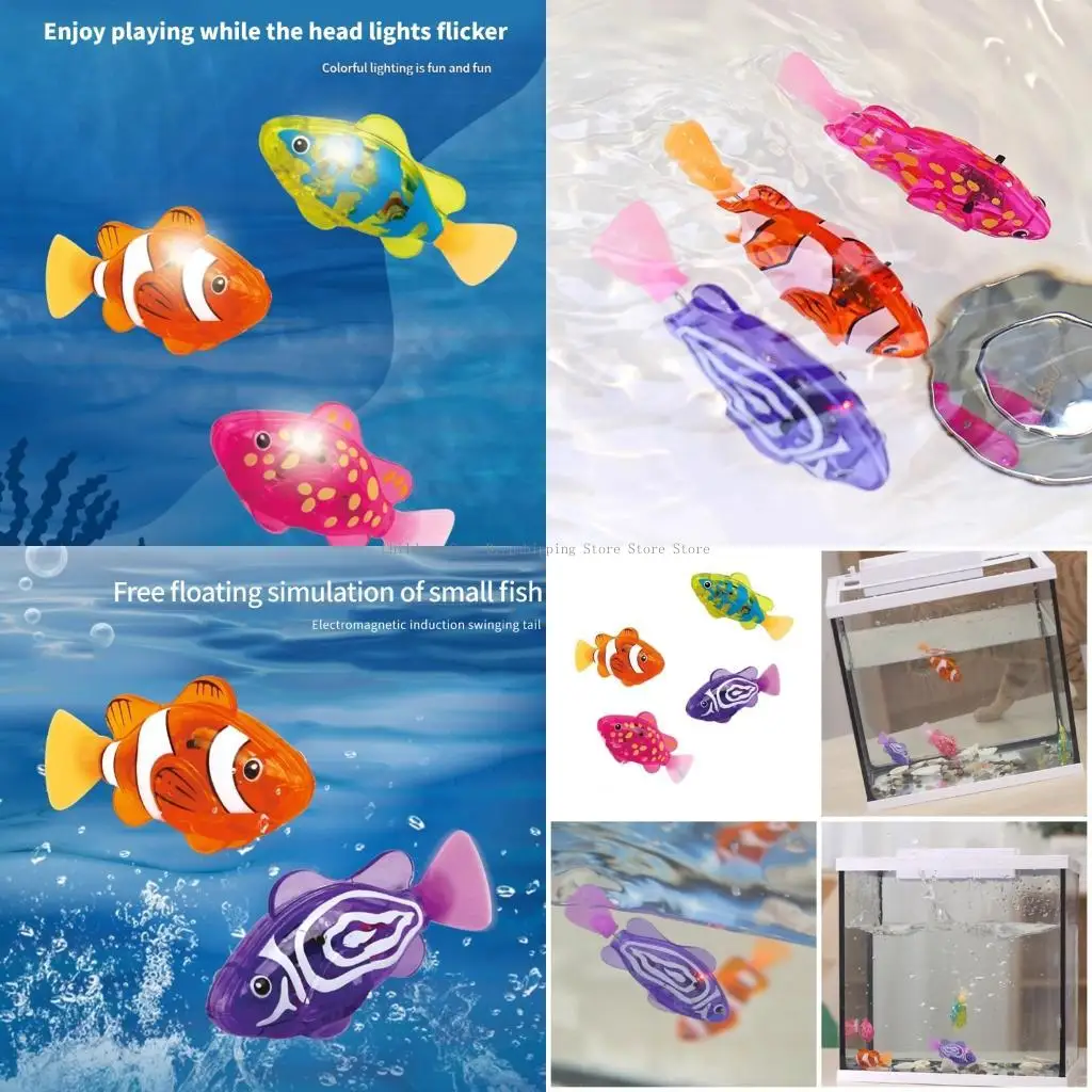 

Auto Robotic Light Up Swimming Fish Toy Set For Bathtub Pool Play Ages 3+