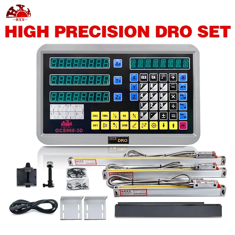 3 Axis Dro Kit GCS900 Digital Readout Lathe Dro Set with 3 Pieces 0-1000mm Linear Scale Encoder Sensor For Milling Lathe Turning