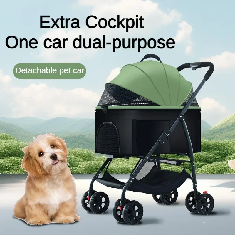 Foldable Dog Stroller Dog Jogger Strollers Small Pet Cat and Dog Stroller for Outdoor Use, Lightweight and Detachable Cage