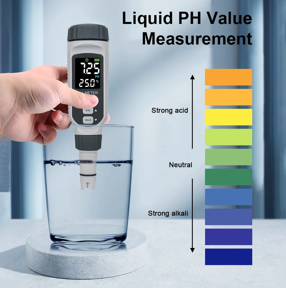 Professional Digital PH Meter Pen Type Water Quality Tester Rechargeable Acidimeter Aquarium Swimming Pool Acidity Tester