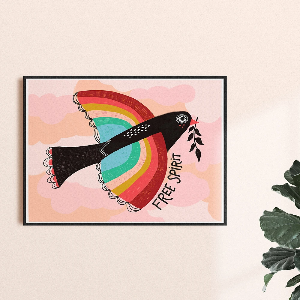 Inspirational Quote Flower Design Canvas Painting Colorful Boho Rainbow Wall Art Poster Print Girl Room Nursery Decor Picture