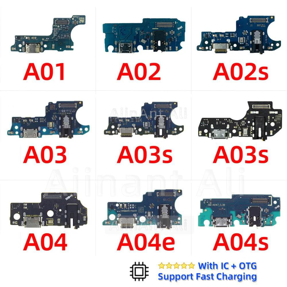 AiinAnt Fast Charging Connector Board Dock Charger Flex Cable For Samsung Galaxy A01 A02 A02s A03 A03s A04 A04e A04s Phone Part