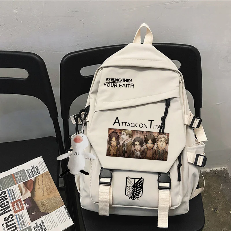 Anime Shingeki no Kyojin nylonowy plecak Kawaii dziewczyny chłopcy studenci tornister Cartoon torby na ramię na laptopa modne Bookbags