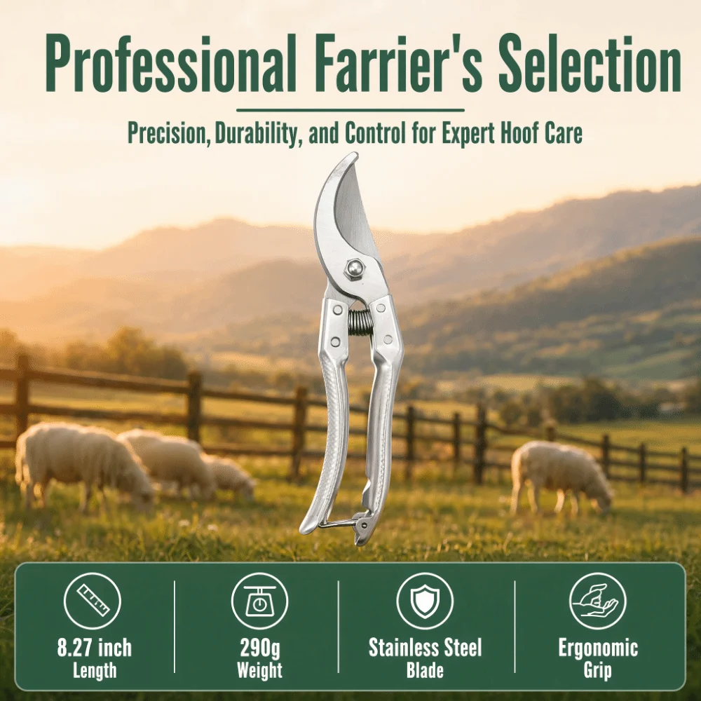 Stainless Steel Handle Hoof Trimmers Ergonomic Handle Lightweight Hoof Shears Bright Color Anti-Slip Pattern Hoof Scissors