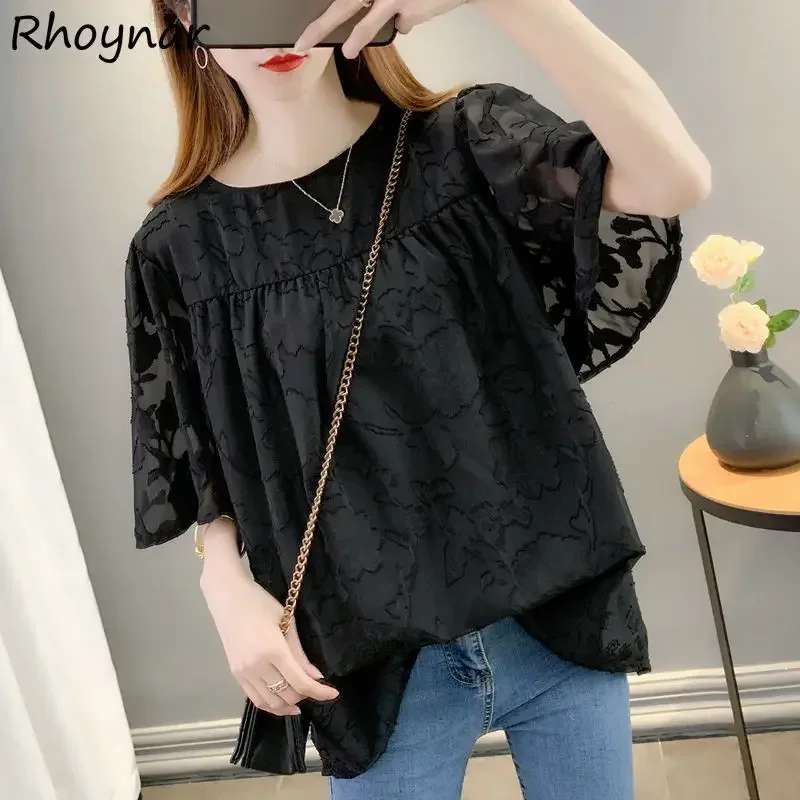 

Blouses Women Lace Sweet Patchwork Fashion Chiffon Thin Tender Office Female Casual Korean Style Young Cozy Popular Chic Summer